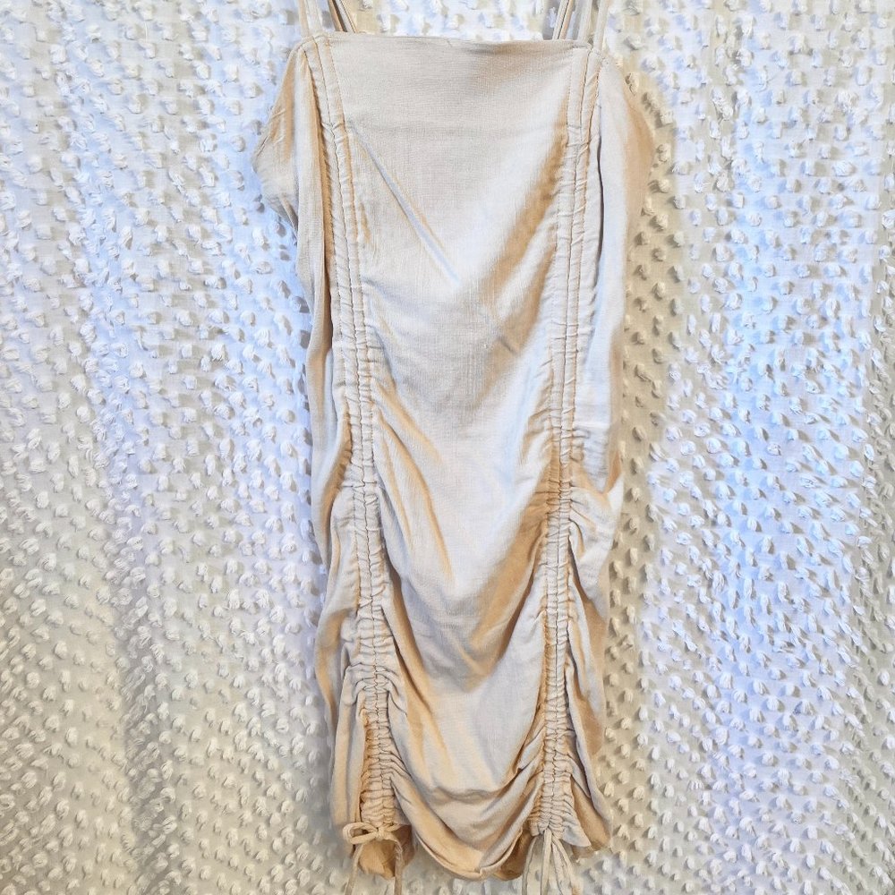 Beige Summer Dress with Ruching